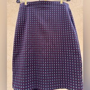 Ann Taylor navy Blue & Burgundy Checkered Pencil Skirt